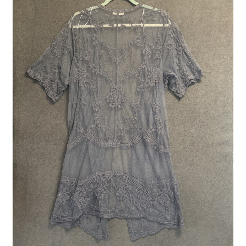 Rebellion Again Lace Kimono Cover Up Sheer M Layering Boho Festival Fairy Hippie - Picture 2 of 7